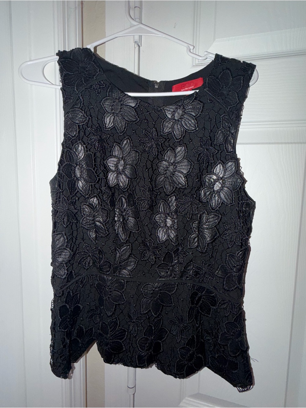 Saks Fifth Avenue Black Floral Lace Peplum Top